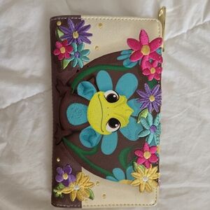 Loungefly Brown and Cream Frog Floral Wallet